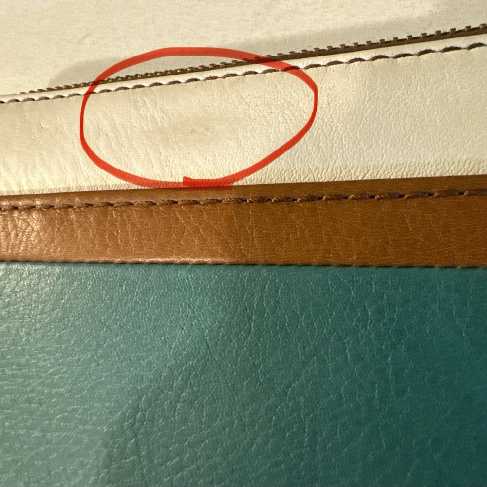 FOSSIL ZIP AROUND WALLET WRISTLET COLOR BLOCK LEATHER BRASS. - Picture 10 of 10